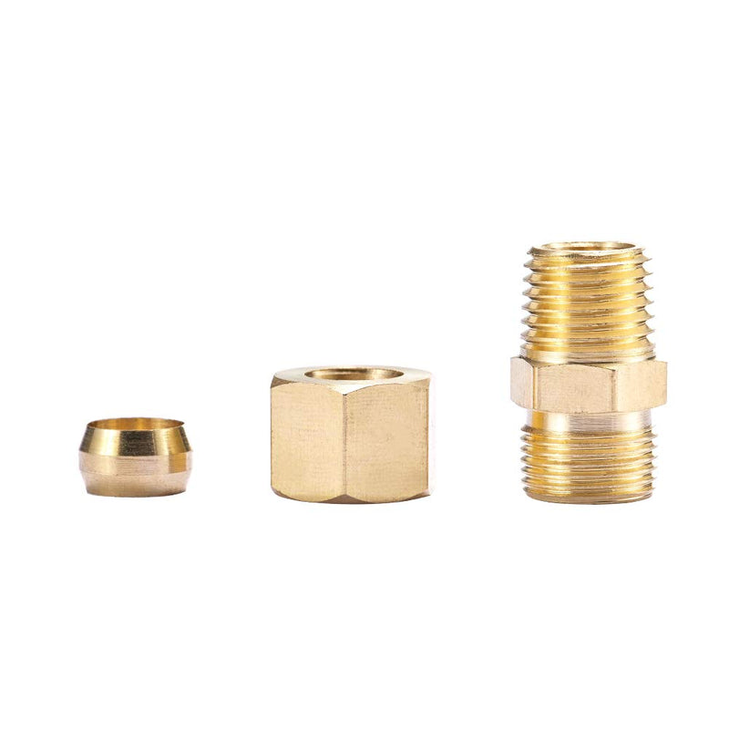 [Australia - AusPower] - ZKZX Brass Compression Tube Pipe Fitting Connector, Straight Coupling Adapter, 3/8" Tube OD x 1/4" NPT Male Connector 5pcs (3/8" OD Compression x 1/4" NPT Male) 3/8" OD Compression x 1/4" NPT Male 