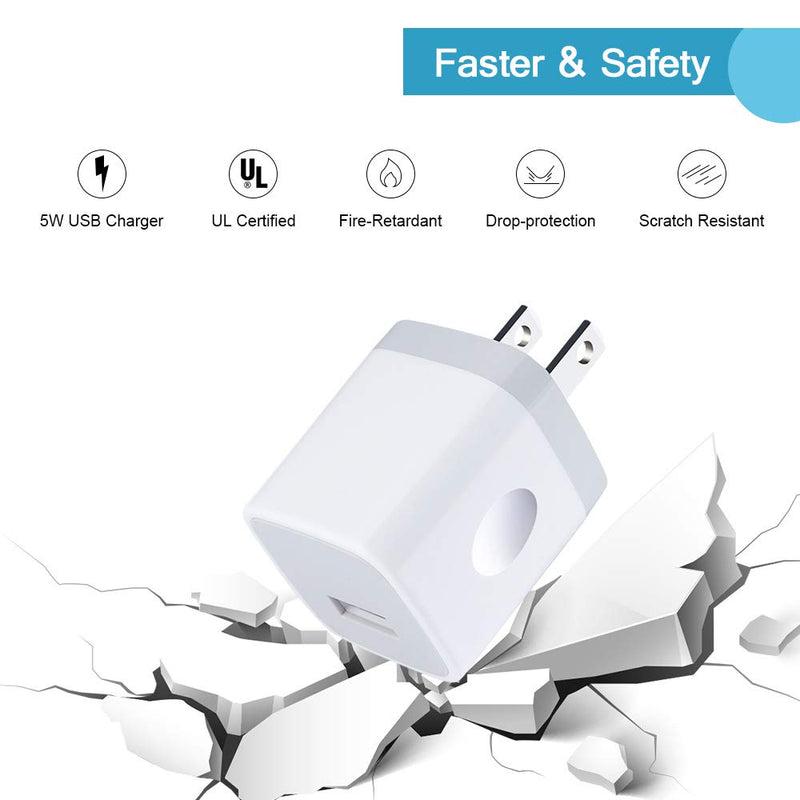 [Australia - AusPower] - iPhone Charging Block, Charger Cube 4Pack/5Watt One-USB Charger Block Plug in Wall Plug Outlet for iPhone 13 12 Mini 11 Pro Max XR XS X 8 7 6s SE, iPad Samsung Glaxy S21 S20 S10 S9 S8 J7 J3 S6 HTC White 