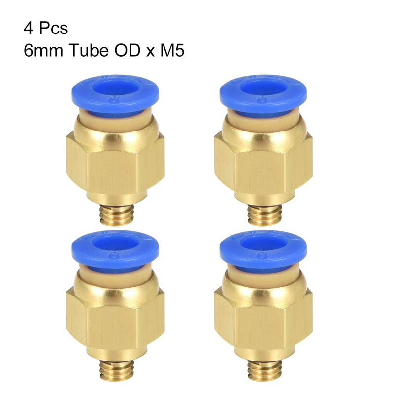 [Australia - AusPower] - uxcell Straight Pneumatic Push to Quick Connect Fittings M5 Male x 6mm Tube OD 4pcs 