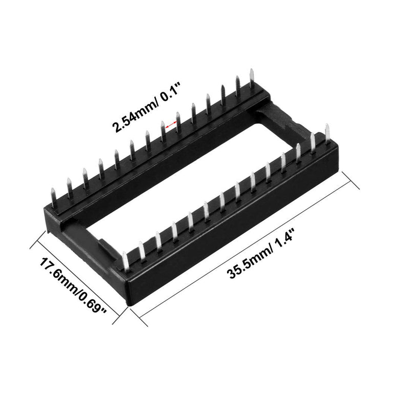 [Australia - AusPower] - uxcell 10pcs DIP IC Chip Socket Adaptor 2.54mm Pitch 15.24mm Row Pitch 2 Row 28 Flat Pins Soldering 