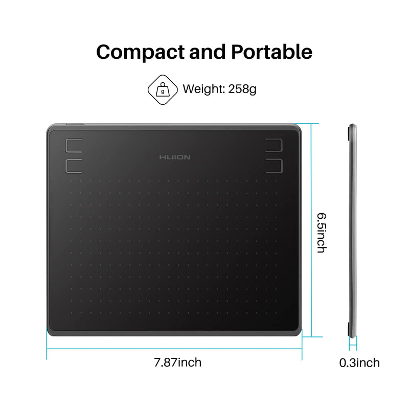 [Australia - AusPower] - HUION HS64 Graphics Drawing Tablet with Battery-Free Stylus 8192 Pressure Sensitivity 4 Customized Express Keys Glove for Beginner, 6.3×4 Inch OSU Tablet for Linux, Mac, Windows PC and Android 