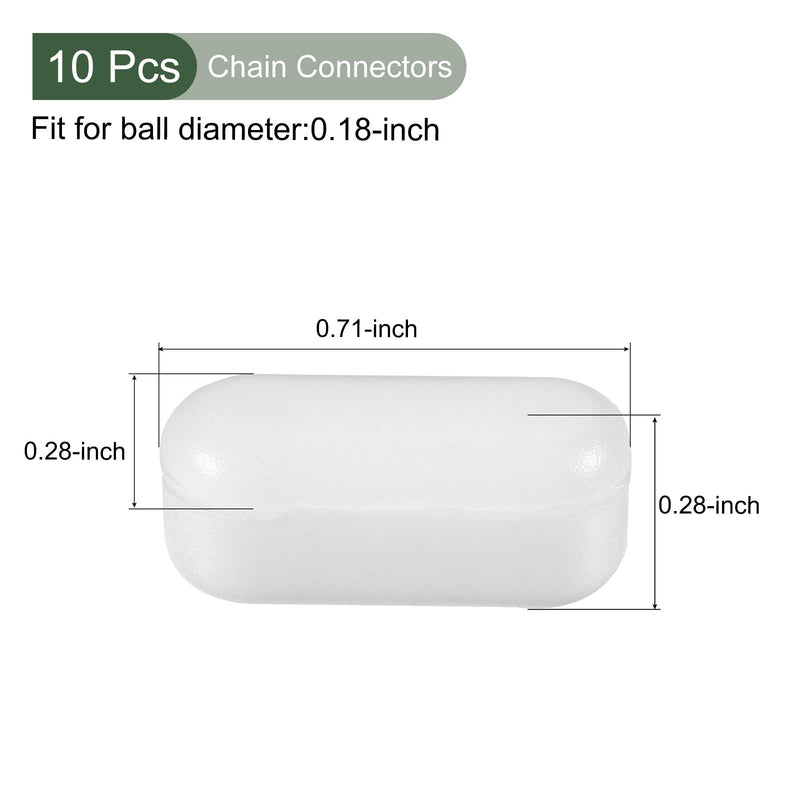 [Australia - AusPower] - YOKIVE 10 Pcs Ball Chain Connectors, Crimp Clip with Clamshell Style Curtain Roller Blind Bead Decoration, Great for Home, Handmade, DIY (White, 0.18-Inch) 