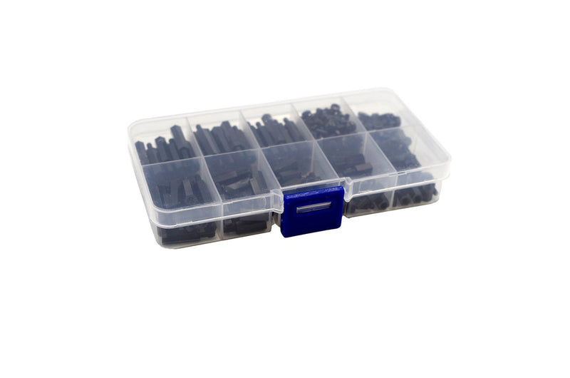 [Australia - AusPower] - HVAZI 320pcs M2.5 Nylon Hex Spacer Standoffs Screws Nuts Assortment Kit; Male-Female(Black) 