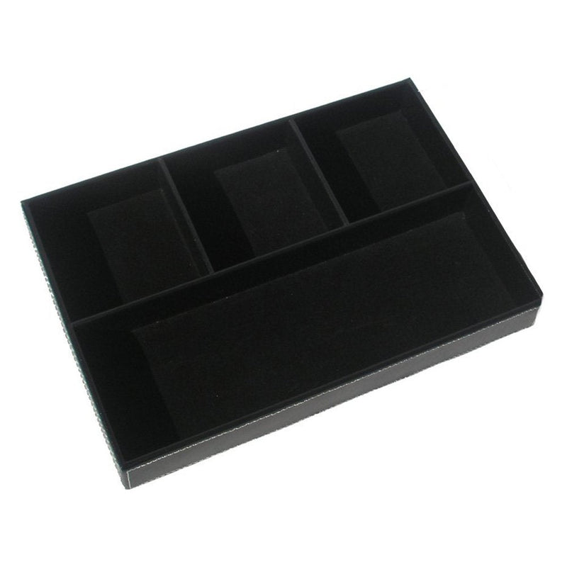 [Australia - AusPower] - KINGFOM 4-Compartment Leather Drawer Tray Desk Stationery Sundries Gadget Organizer Storage Box Pen Pencil Holder Container Black 