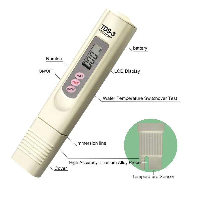 [Australia - AusPower] - TDS Meter, Water Quality Tester Filter Pen, Accuracy Testing Water Quality for Drinking Water Purity Test, Swimming Pools, Aquariums, Etc. 