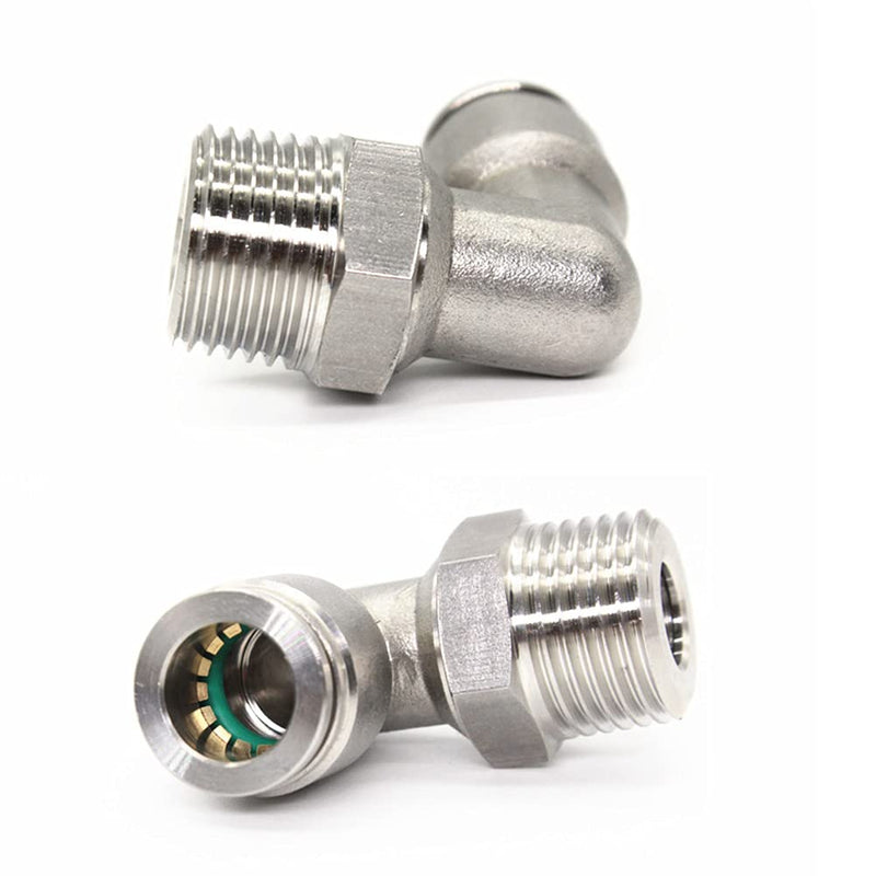 [Australia - AusPower] - Jienk 2Packs Pneumatic 304 Stainless Steel Male Elbow 1/2" Tube OD x 1/2" NPT Thread Push to Connect Air Fittings,90 Degree Quick Connector for Air Compressor Air Horn Air Bag 