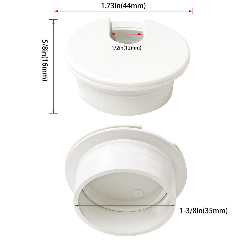 [Australia - AusPower] - 6pcs Desk Grommet 1-3/8 inch Plastic Wire Cord Cable Grommets Hole Cover for Office PC Desk Cable Cord Organizer (White) White 35mm/ 1-3/8 Inch Mounting Hole Diameter 