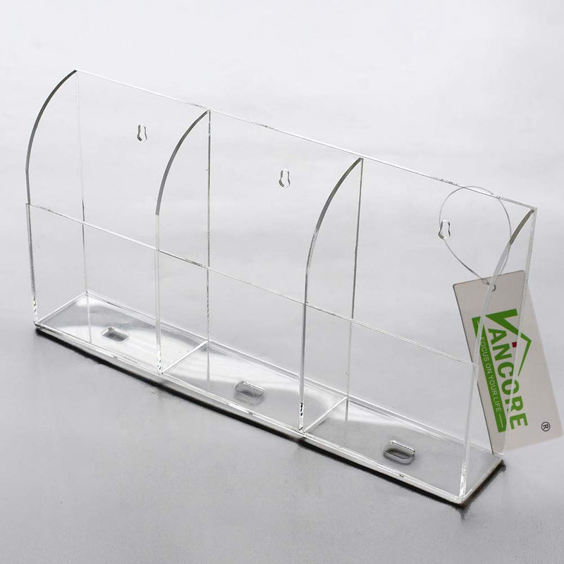 [Australia - AusPower] - VANCORE Clear Wall Mounted Charging Phone Holder Smart Phone Station TV Remote Control Holder Clear Wall Box for Phone Remote Control (3 Holes) 3 Holes 
