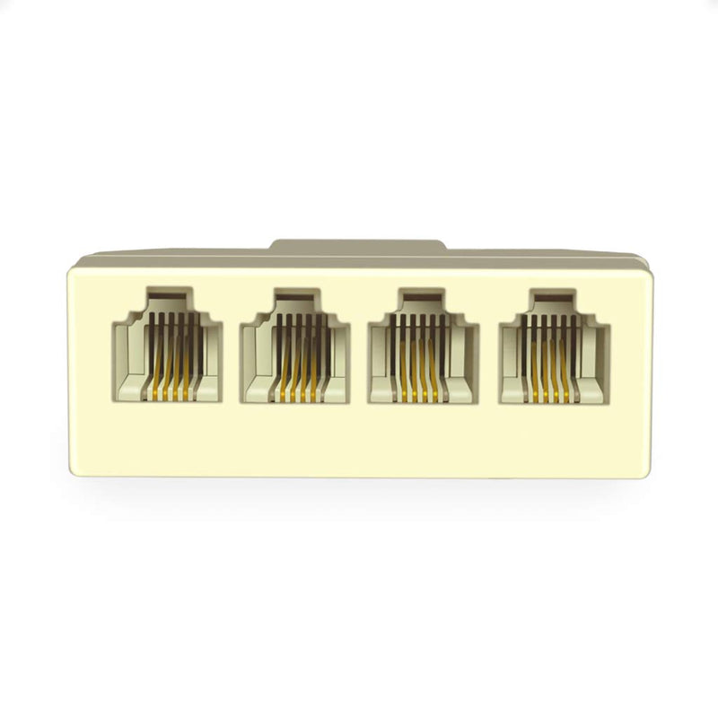 [Australia - AusPower] - NECABLES (2 Pack) Phone Splitter 4 Way Telephone Adapter RJ11 6P4C 1 Female to 4 Females for Landline and Fax Ivory 