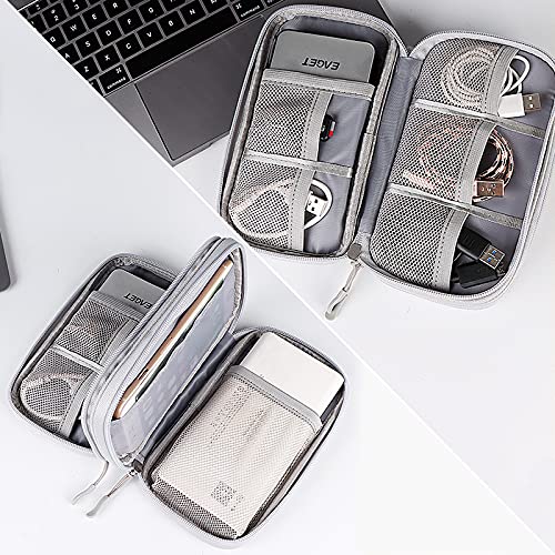 [Australia - AusPower] - Organizer Bag, Travel Cable Organizer, Waterproof Tech Accessories Pouch Bag for Hard Drivers/Cables/Phone/USB/SD Card/Powerbank/Mouse/Charger/Students Stationeries Organizer(Black), Gray, PG122901 