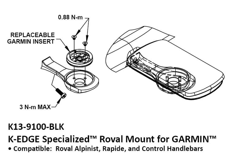 [Australia - AusPower] - K-Edge Computer Mount for Roval Handlebar Systems, Black Anodize Garmin 