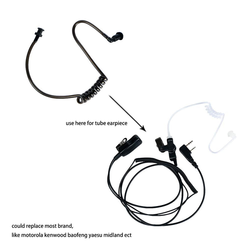 [Australia - AusPower] - Caroo Replacement Covert Acoustic Air Coil Tube with Earbuds Compatible for Motorola Kenwood Baofeng Icom Yaesu Two Way Radio Walkie Talkie Headset Earpiece 2 Pack 