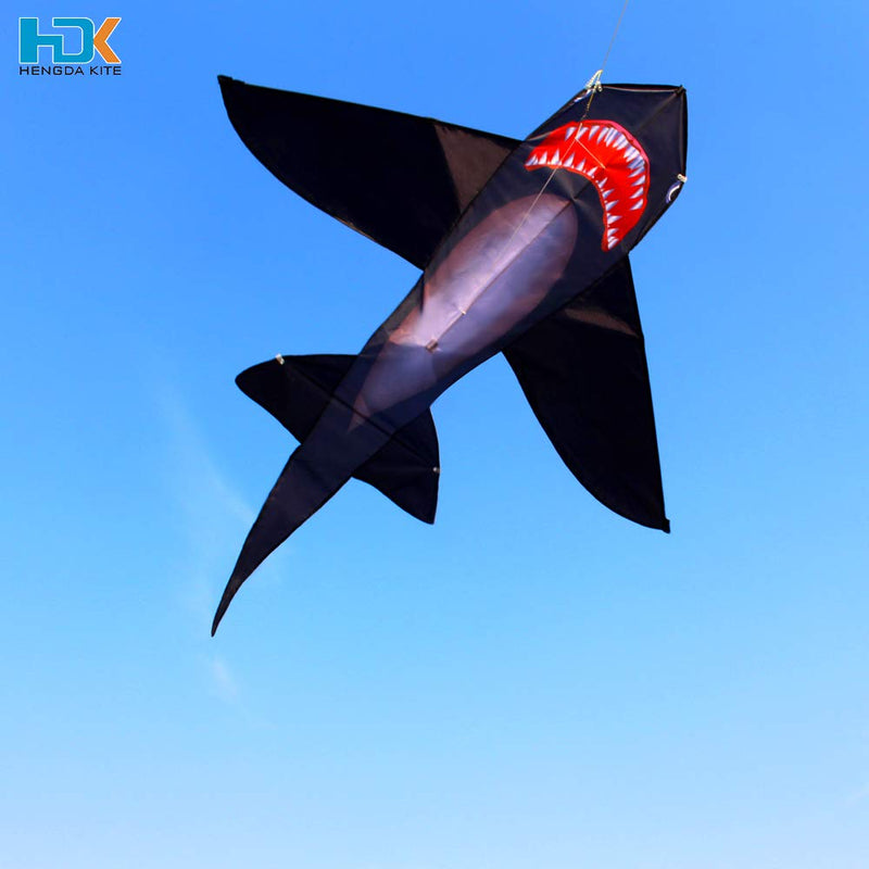 [Australia - AusPower] - HENGDA KITE Shark Kite, Simple and Practical Design, Easy to Assemble and Fly, Suitable and Fly, Suitable for Kids and Adults, Suitable for, Suitable for Beach, Park, Yard, 49x53in Black 