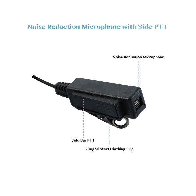 [Australia - AusPower] - Klykon 2 Wire Covert Acoustic Tube Earpiece with Mic Ptt Compatible with Kenwood Baofeng Puxing Wouxun 2 Way Radio Walkie Talkie 