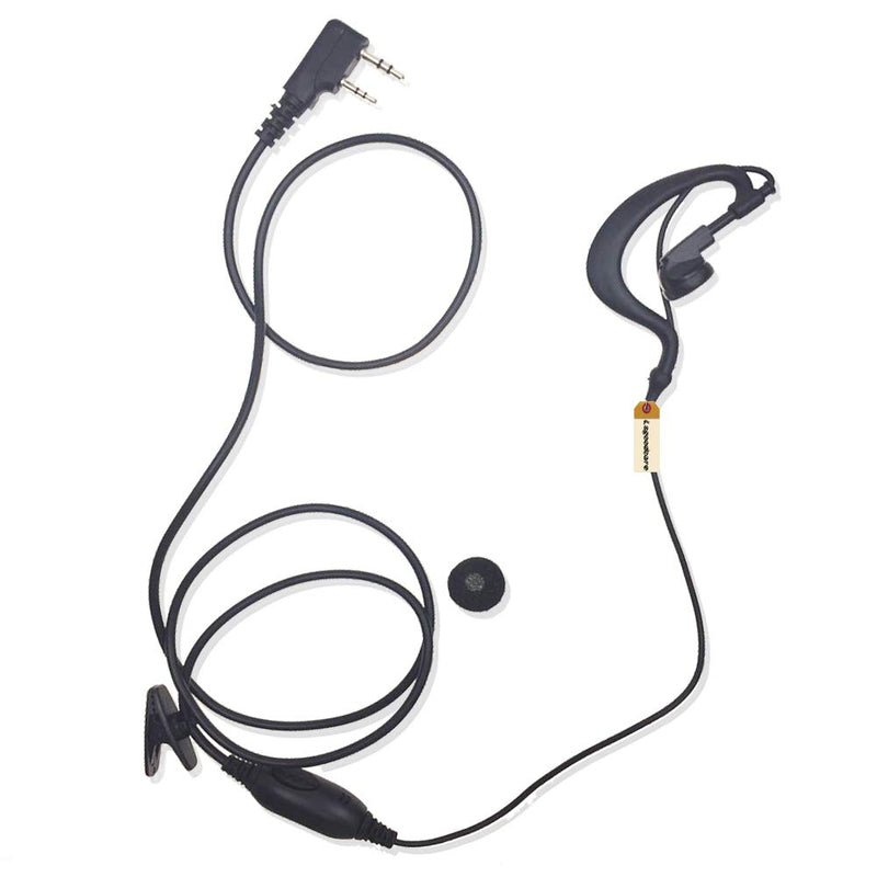 [Australia - AusPower] - 2 Pin G Shape Earhook Earpiece Headset PTT with Microphone Compatible for Baofeng UV5R Kenwood TK-3170 TK-3200L TK-3300 TK-272 Walkie Talkie Earphones Two Way Radio, Pack of 5, Lsgoodcare 