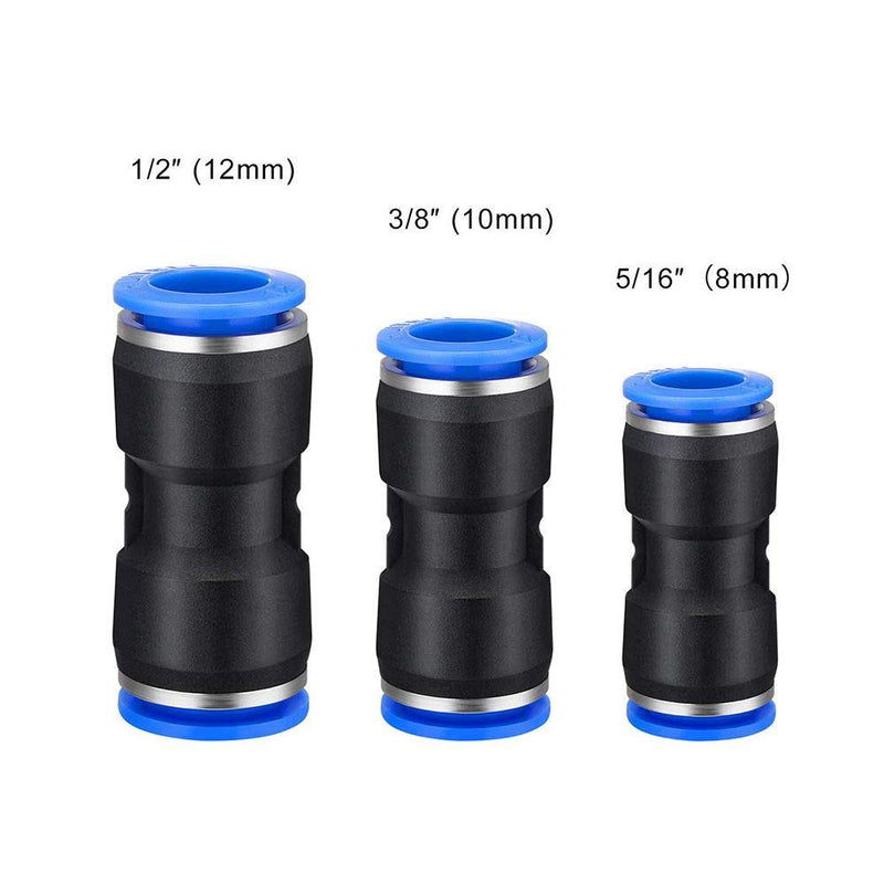 [Australia - AusPower] - DAOKI 45 Pcs Air Push Quick Fittings Straight Type Y Shape 8/10/12mm Quick Release Pneumatic Fittings Connectors Push to Connect Tube Fitting for 5/16 3/8 1/2 Tube 