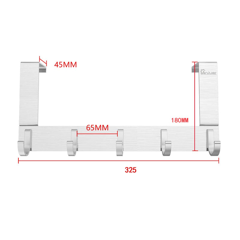 [Australia - AusPower] - Over The Door Hook Organizer Rack, Anjuer Metal Coat Hanger Door 5 Hooks Hanger 5 hook 