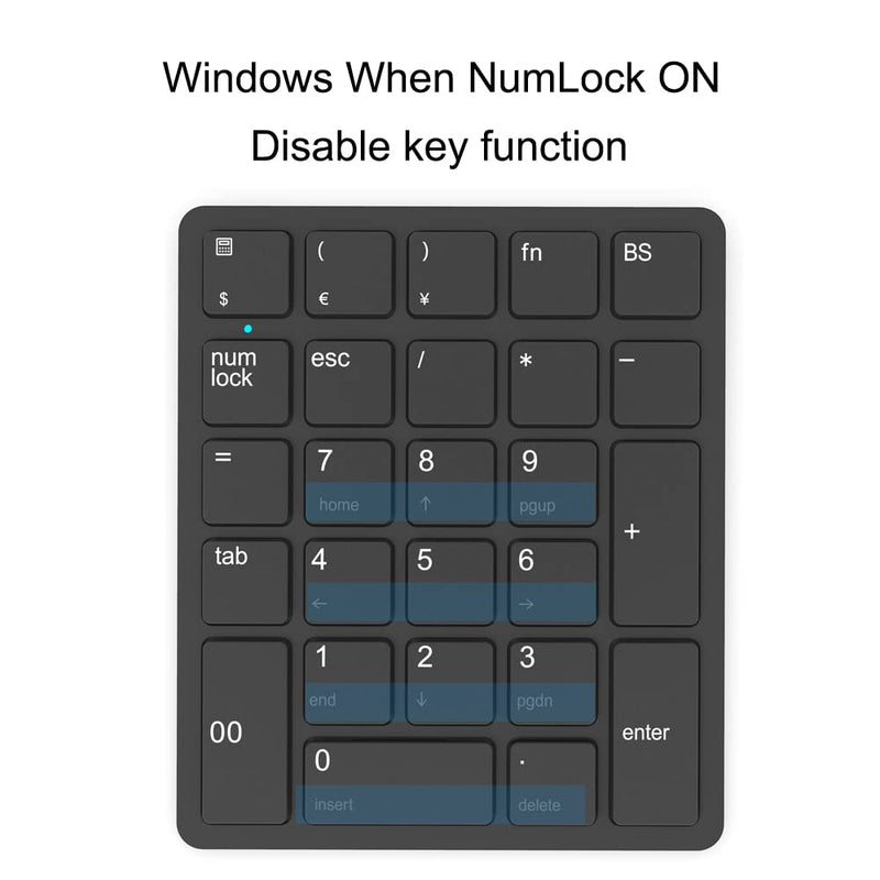 [Australia - AusPower] - Wireless Number Pads, Numeric Keypad Numpad 26 Keys Portable 2.4 GHz Financial Accounting Number Keyboard Extensions 10 Key for Laptop, PC, Desktop, Surface Pro, Notebook (Black) Black 