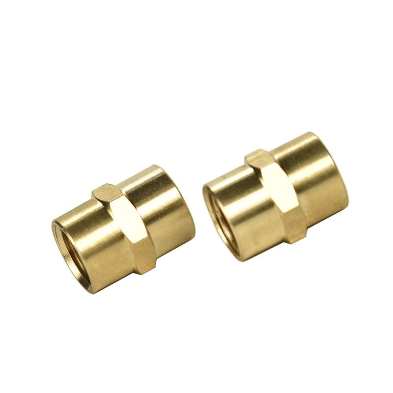 [Australia - AusPower] - 2 Pack 1/4" x 1/4" NPT Coupler, Brass Female Pipe Fitting 