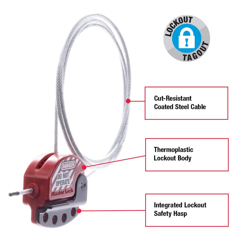 [Australia - AusPower] - Master Lock S806 Adjustable Lockout Tagout Steel Cable 