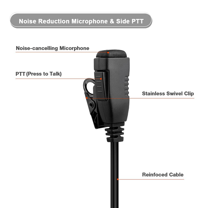 [Australia - AusPower] - Two Way Radio Earpiece with PTT Compatible with Kenwood 2.5mm+3.5mm 2-Pin Walkie Talkie Headsets Single Wire Mic Headphone 