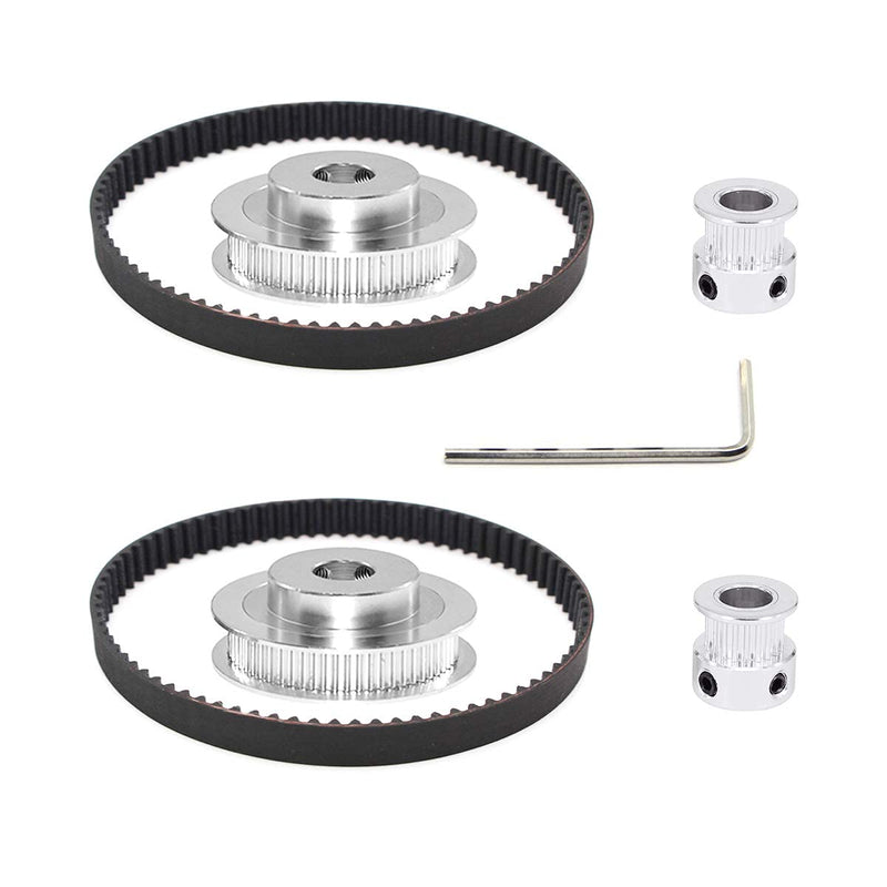 [Australia - AusPower] - Befenybay 2Kit 2GT Synchronous Wheel 20&60 Teeth 8mm Bore Aluminum Timing Pulley with 2pcs Length 200mm Width 6mm Belt (20-60T-8B-6) 20-60T-8B-6 