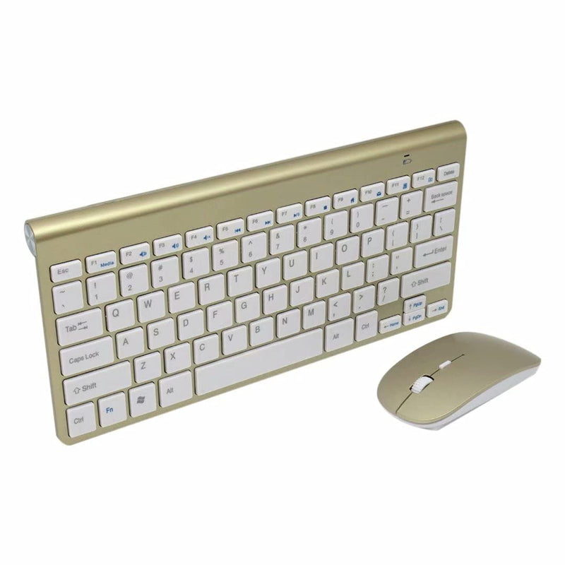 [Australia - AusPower] - GRABOTE Mini USB 78Keys Wireless Keyboard Small Computer Wireless Keyboards Slim Compact External Keyboard Waterproof 2.4G for Mac Apple PC Computer(Gold) Gold 