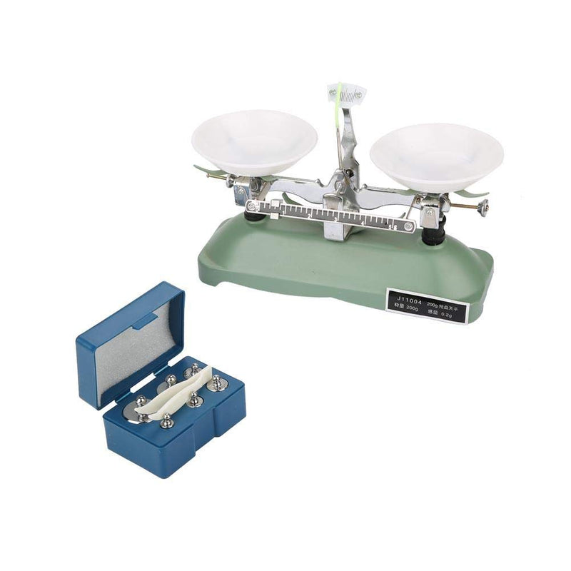 [Australia - AusPower] - 200g/0.2g Mechanical Tray Balance Scale with Sensitivity Portable Chemical Physics Laboratory Teaching Tool with Tray Balance,Tweezers and Various Weights 