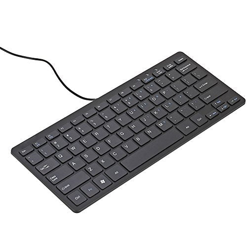 [Australia - AusPower] - iKKEGOL USB Mini Slim Wired 78 Key Small Super Thin Compact Keyboard for Desktop Laptop PC Win 7 Mac (Black) Black 