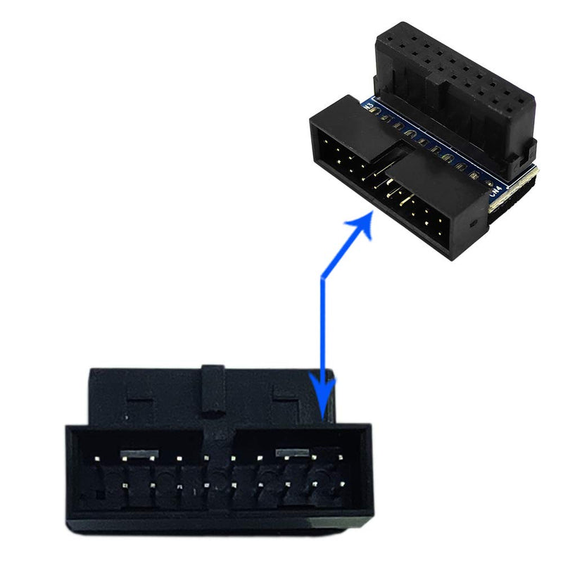 [Australia - AusPower] - (2-Pack) COMeap USB 3.0 20 Pin Male to Female L Turn 90 Degree Right Angle Power Adapter Board for Motherboard (Down Angled) Down Angled 