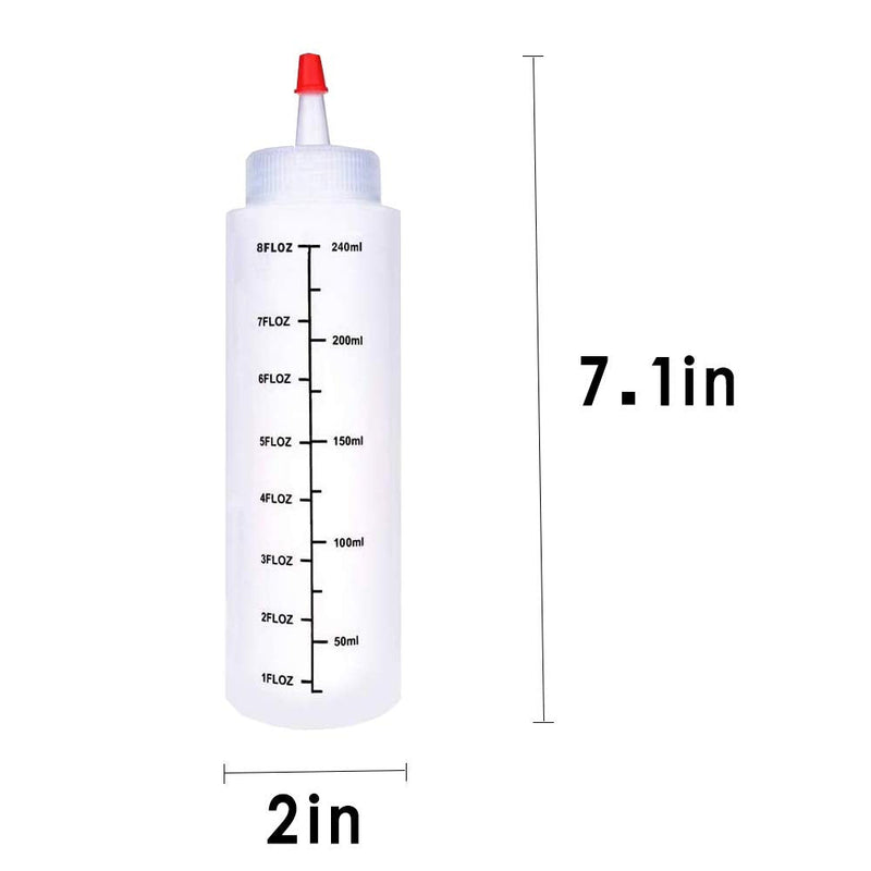 [Australia - AusPower] - 12 Pack 8oz/240ml Plastic Squeeze Bottles,Scale Plastic Squirt Bottle,Polyethylene Durable Plastic with Red Tip Cap and Black Scale for Ketchup,Sauces,Syrup,Dressings,BBQ,Crafts and More 