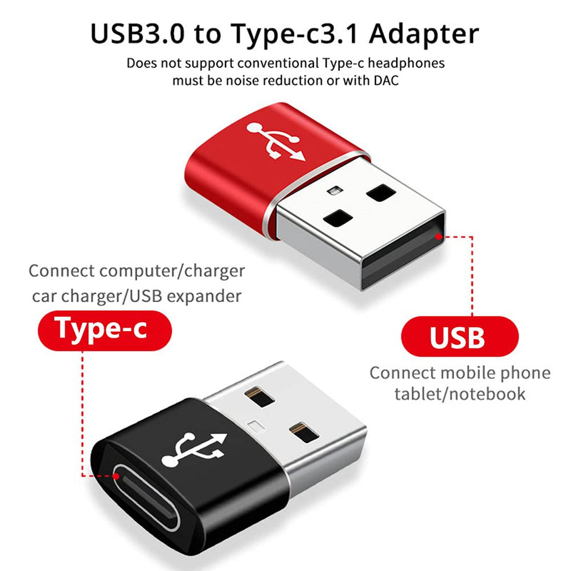 [Australia - AusPower] - USB C Female to USB Male Adapter (2-Pack), Type C to USB A Charger Cable Adapter, Compatible with iPhone 12 13Pro Max, iPad pro2019, Samsung Galaxy Note10 S9 S10 S20 Plus +Google Pixel 4 3 2 (Red) Red 