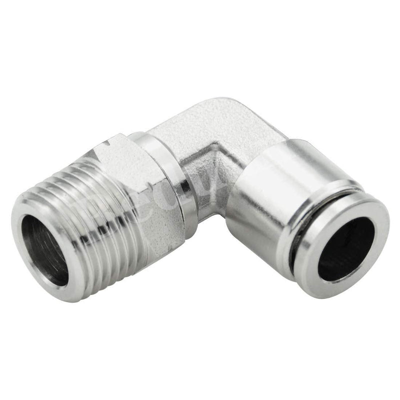 [Australia - AusPower] - Beduan Push to Connect Fitting Elbow, 1/4" Tube OD x 1/4" NPT Male 90 Degree Elbow Adapter 304 Stainless Steel Air Union Fitting 1/4"Tube OD-1/4"NPT 