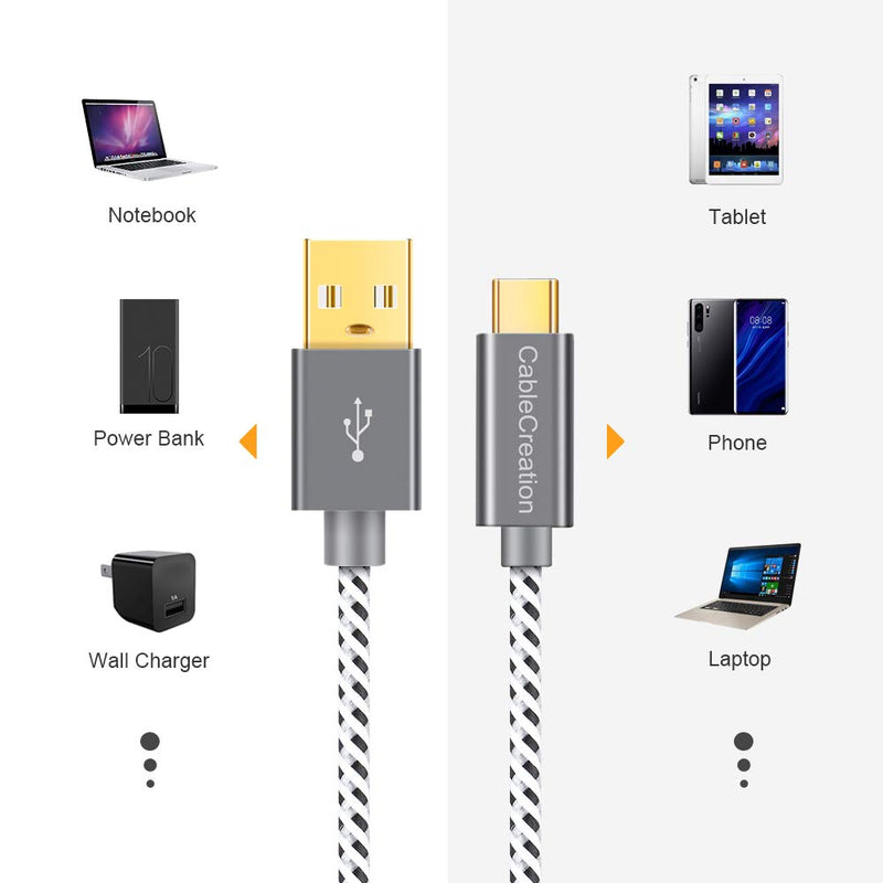 [Australia - AusPower] - USB Type C Cable 4FT, CableCreation USB 2.0 A to C Cable Fast Charging Cable 3A 480Mbps Data, USB to USB C Cable Cord Compatible with MacBook Air Chromebook Pixel Galaxy S22 Ultra S21 S10, Gray 1.2m Space Gray 