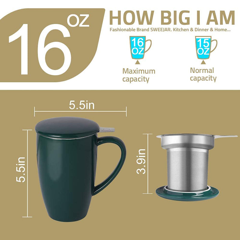 [Australia - AusPower] - SWEEJAR Porcelain Tea Mug with Infuser and Lid,Teaware with Filter, Loose Leaf Tea Cup Steeper Maker, 16 OZ for Tea/Coffee/Milk/Women/Office/Home/Gift(Purple) Purple 