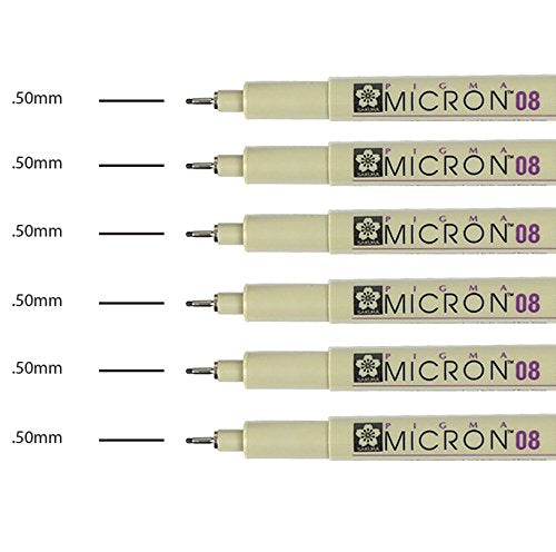 [Australia - AusPower] - Sakura Pigma Micron Black #49, 6 Count (Pack of 1) 6 Count (Pack of 1) 