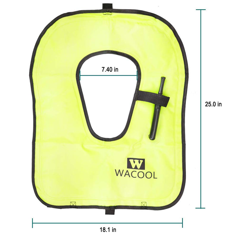 [Australia - AusPower] - WACOOL Inflatable Snorkel Diving Swimming Scuba Vest Jacket for Adult Youth Kids (Adult, Neon Green) 