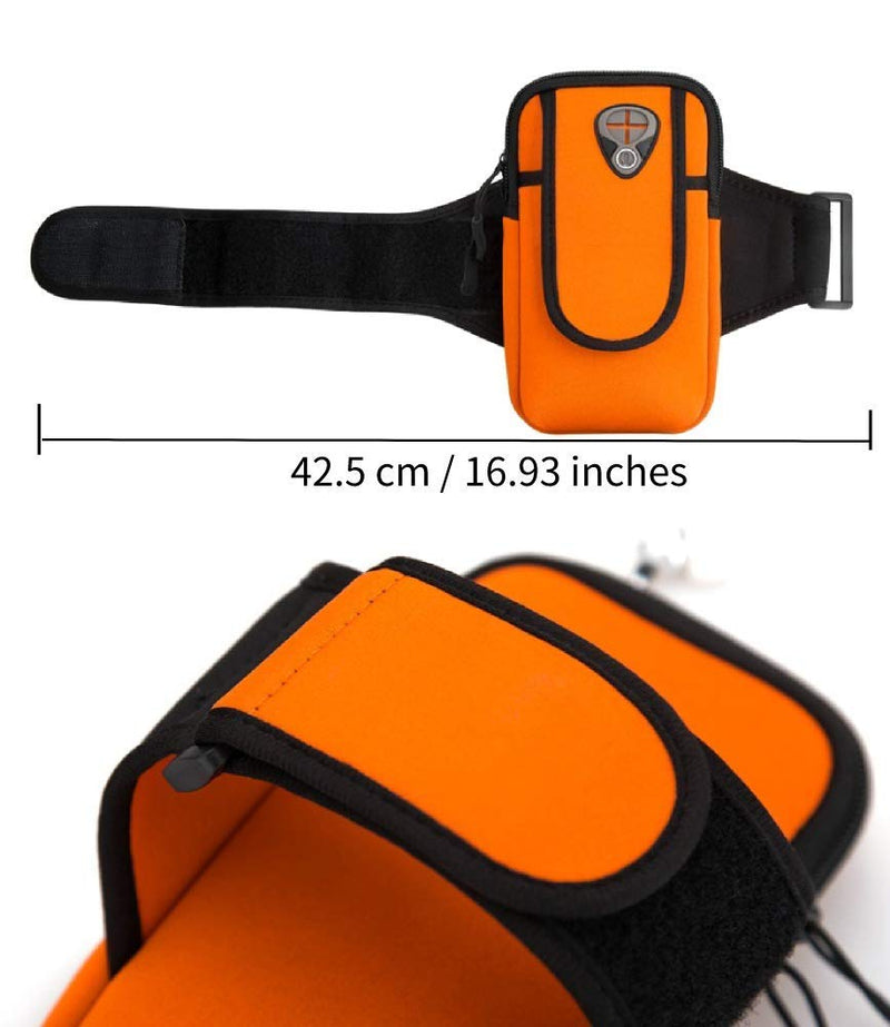 [Australia - AusPower] - Universal Running Armband, Arm Cell Phone Holder Sports Armband for Running, Fitness and Gym Workouts, Compatible with iPhone X/8/7/6/Plus, Samsung Galaxy S9/S8/S7/S6/Edge/Plus & LG, Orange 