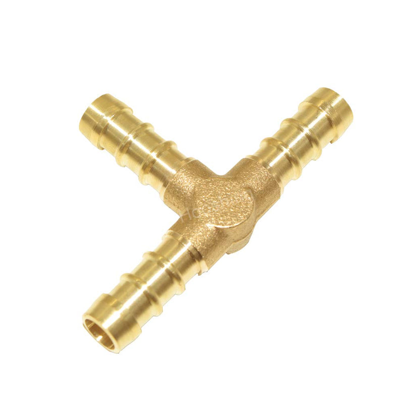 [Australia - AusPower] - Hooshing 2Pcs 3/8" Brass Tee PEX Fittings T Shaped 3 Way Union Intersection Barbed Hose Connector Splicer Joint Water/Fuel/Air 3/8 Inch 2 