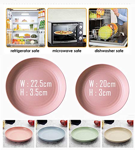 [Australia - AusPower] - Greenandlife Lightweight Wheat Straw Plates - 4Pack Unbreakable Dishes and Plates Sets Non-toxin, Dishwasher & Microwave Safe BPA free and Healthy for Kids Children Toddler & Adult (7.87'') Medium 
