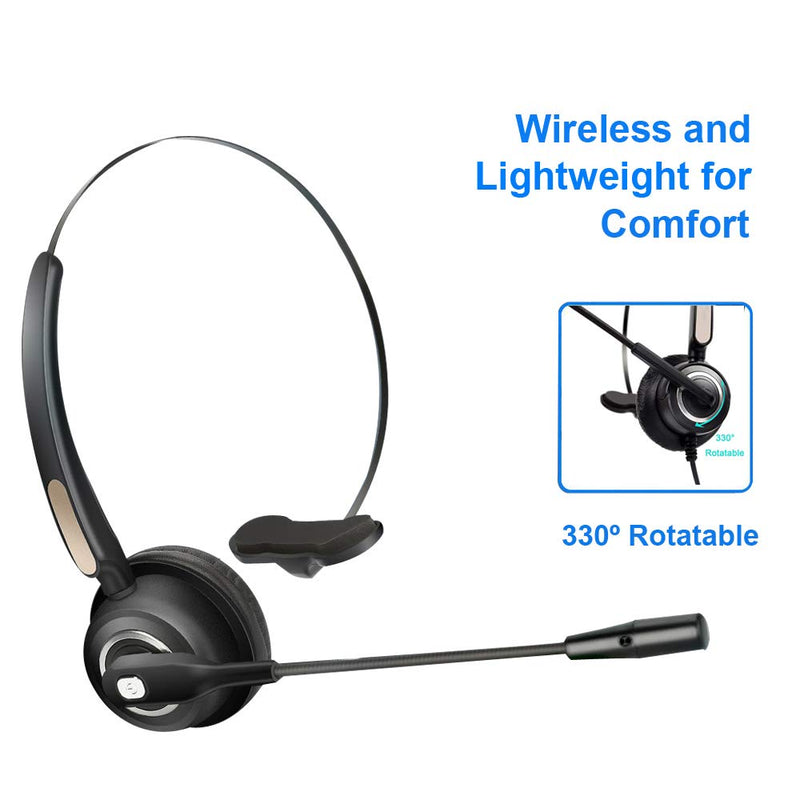 [Australia - AusPower] - TelPal Wireless Headset Noise Cancelling Bluetooth Headphones with Mic PC Gaming Headset, Best Call Center Headset with Microphone, Rechargeable Headphones for Business & Work, PC/Mobile Compatible 