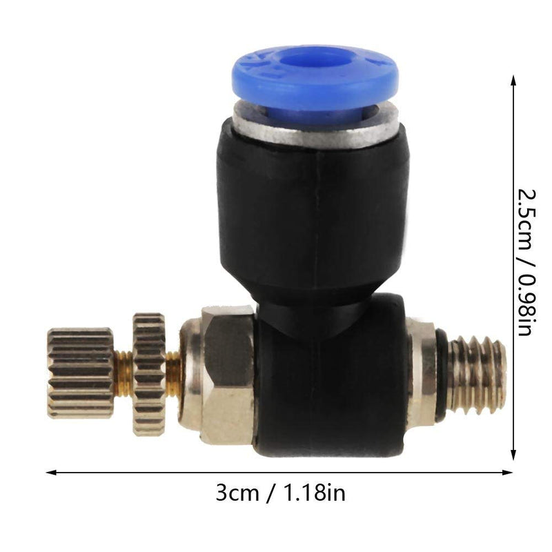 [Australia - AusPower] - 20Pcs OD 4mm Tube M5 Push to Connect Fittings Pneumatic Air Flow Speed Control Valve Quick Connector 