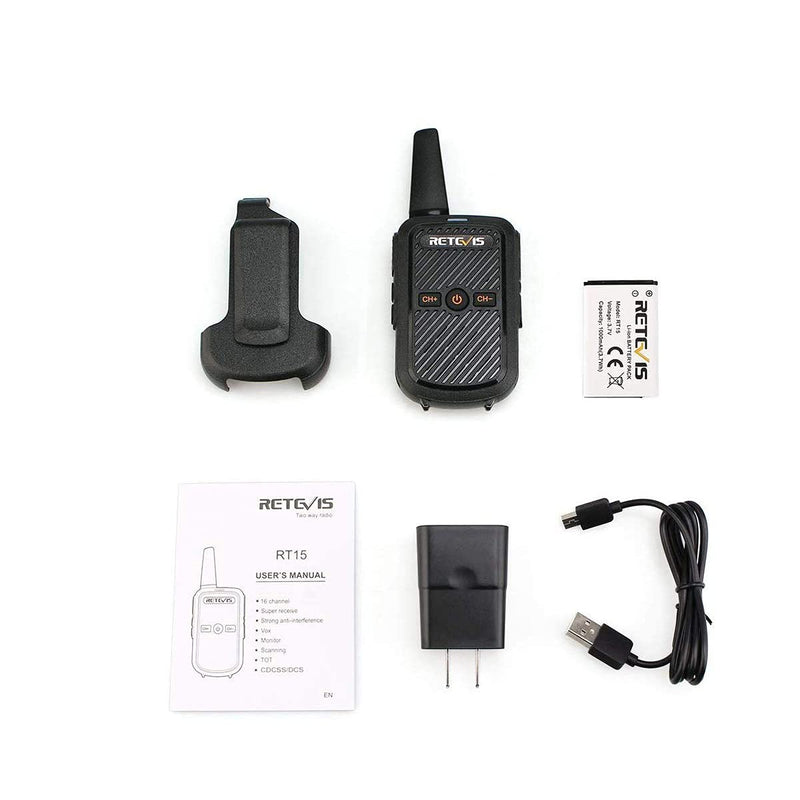 [Australia - AusPower] - Retevis RT15 Mini Walkie Talkie 3 Pack,Small 2 Way Radios Walkie Talkies Long Range,Compact,Walky Talky Rechargeable for Family School Camping Hiking 