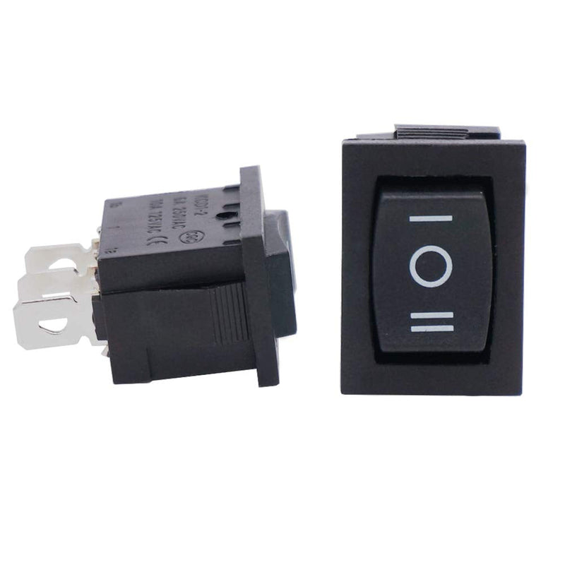 [Australia - AusPower] - Twidec/6Pcs Rocker Switch 3 Pins 3 Position ON/Off/ON AC 6A/125V 10A/250V SPDT Car Boat Black Rocker Switch Toggle（Quality Assurance for 1 Years）KCD1-2-103 