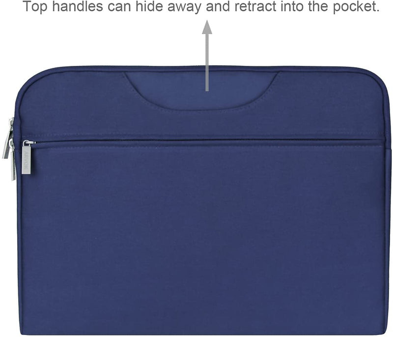 [Australia - AusPower] - Arvok Water-resistant Laptop Sleeve Bag with Handle Briefcase Carrying Bag (15.6 inch, Denim Blue with collapsible handles) 