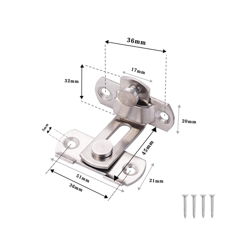 [Australia - AusPower] - Small 90 Degree Right Angle Door Lock for Door and Window Push-Pull Lock Door Buckle Special Door Lock silver 3 inches 