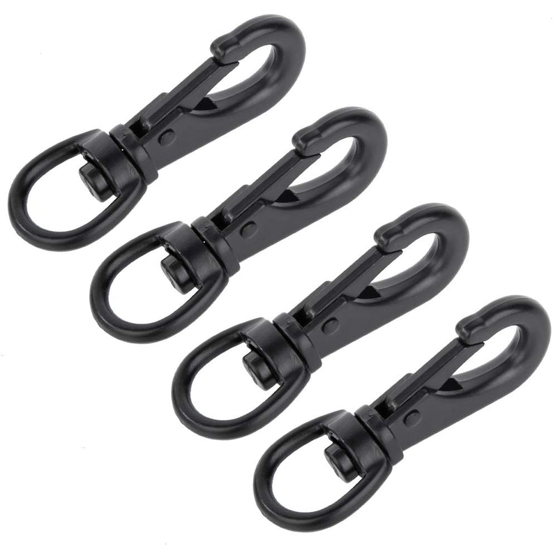 [Australia - AusPower] - AOWESM 4 PCS Swivel Eye Snap Hooks (2.5'' L, 5/8'' ID), Zinc Alloy Spring-Loaded Clips, Nickel Plated Lanyard Buckles, Perfect for Camera Straps, Pet Leashes, Key Chains, Dog Collars and More (Black) Black 