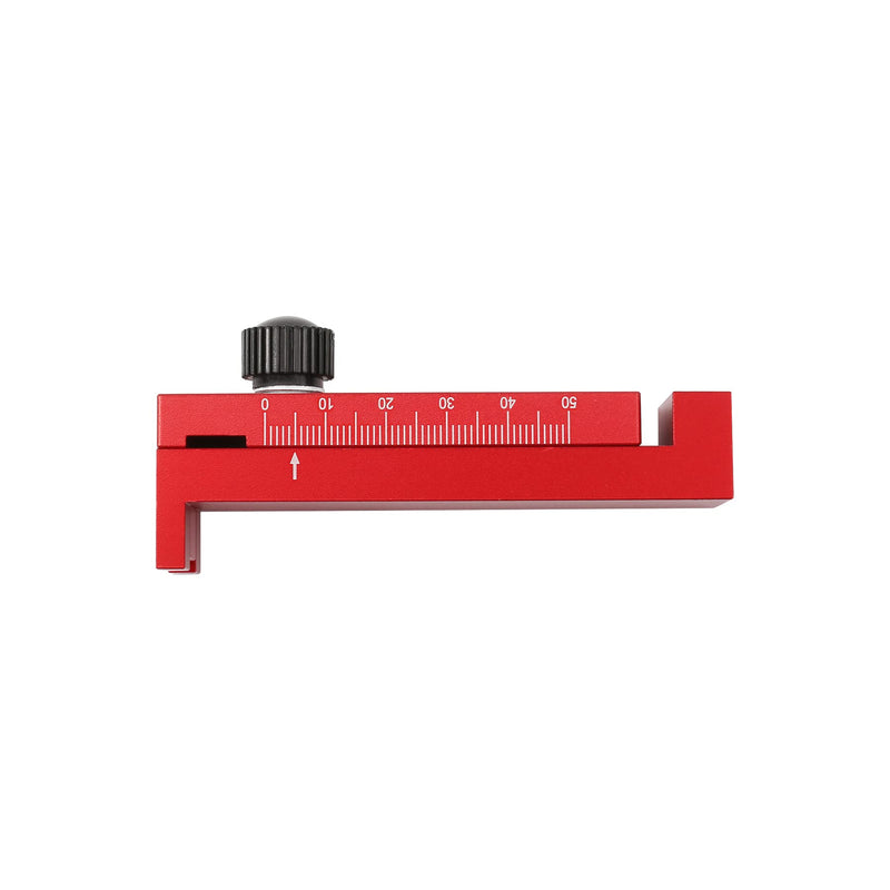 [Australia - AusPower] - Woodworking Gap Gauge,Aluminum Depth Measuring Ruler,Red Table Saw Accessories,Mortise and Tenon Movable Measuring Block Tool, Line Sawtooth Marking Ruler for Saw Seam Measurement and Adjustment 