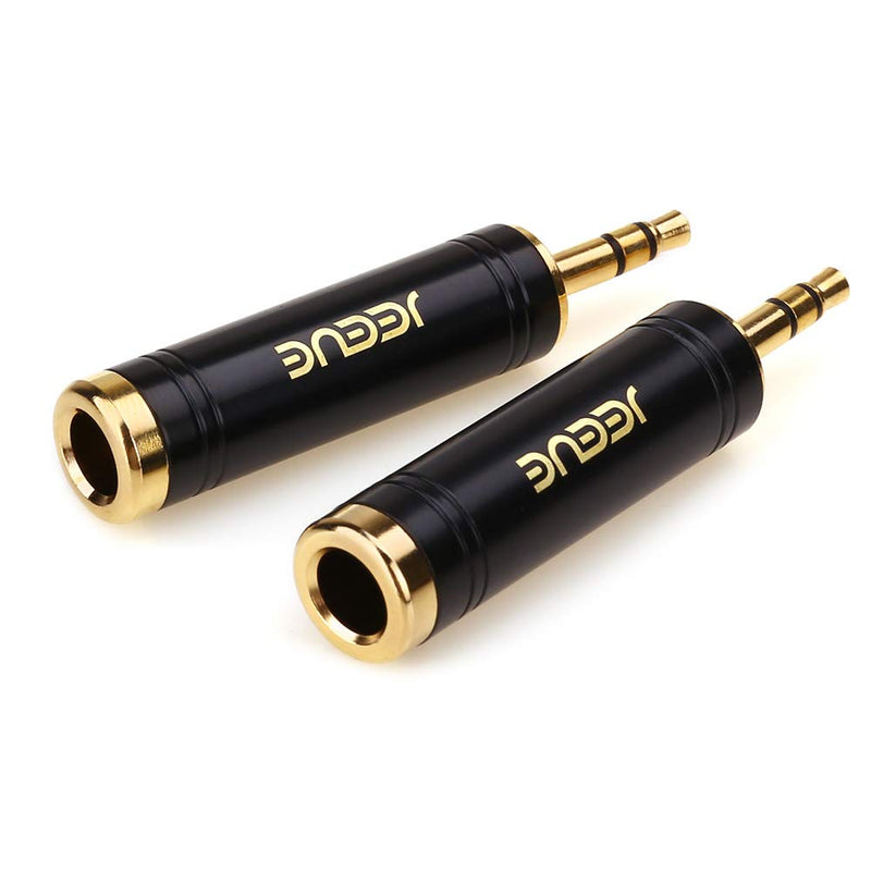 [Australia - AusPower] - 2PCS 1/4" to 3.5mm Headphones Adapter for Audio Connector Cable, Upgrade JEEUE 3.5mm Male TRS to 6.35mm Female Socket Stereo Pure Copper Jack Adaptor Bring You Professional Sound (Fashion Black) 