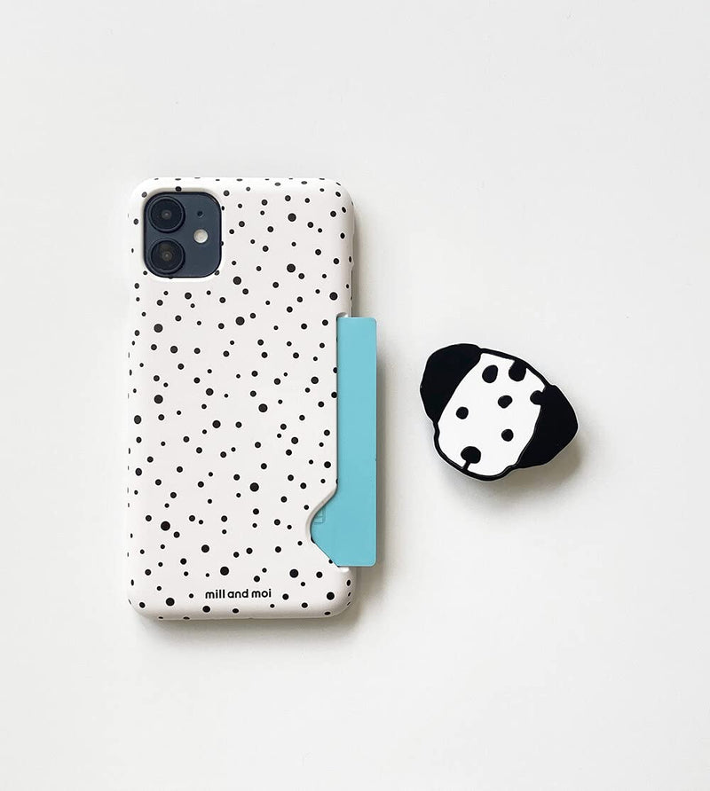 [Australia - AusPower] - MILL AND MOI Cute Dalmatian Dog Design Expandable Phone Grip | Handle Phones and Tablets with Finger Holder | Collapsible Grip and Adjustable Stand | Love Kawaii Anime Animal Face 